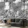 Black and White Palm Trees Drawing Wallpaper, Large Hand Drawn Wall Mural, Custom Size Wall Covering, Non - Woven, Non - Pasted, Washable, Removable - Adawall Wallpaper - Registered Trade Accounts Only, Wallpaper Wholesale Account - SE301-1 - Adawall Wholesale - Wallpaper Wholesaler