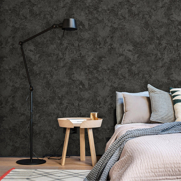 Black Rustic Abstract Farmhouse Wallpaper, 3D Embossed Weathered Solid Color Wallcovering - Adawall Wallpaper - Registered Trade Accounts Only, Wallpaper Wholesale Account - 1108-5 - Adawall Wholesale - Wallpaper Wholesaler