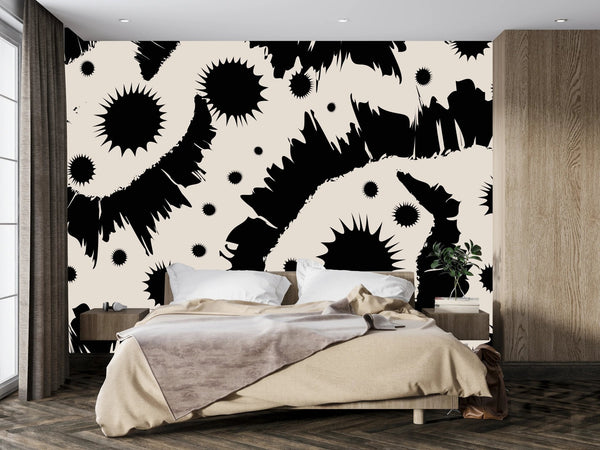 Black Splashes Wallpaper, Seamless Pattern Mural, Oversized Custom Size Wall Art, Non - Woven, Non - Adhesive, Modern Wall Paper, Removable - Adawall Wallpaper - Registered Trade Accounts Only, Wallpaper Wholesale Account - W78182 - Adawall Wholesale - Wallpaper Wholesaler