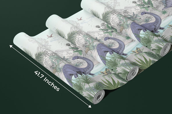 Blue Dino World Wallpaper, Jungle Mural, Oversized Custom Size Wall Art, Non - Woven, Non - Adhesive, Modern Wall Paper, Removable - Adawall Wallpaper - Registered Trade Accounts Only, Wallpaper Wholesale Account - W77756 - Adawall Wholesale - Wallpaper Wholesaler