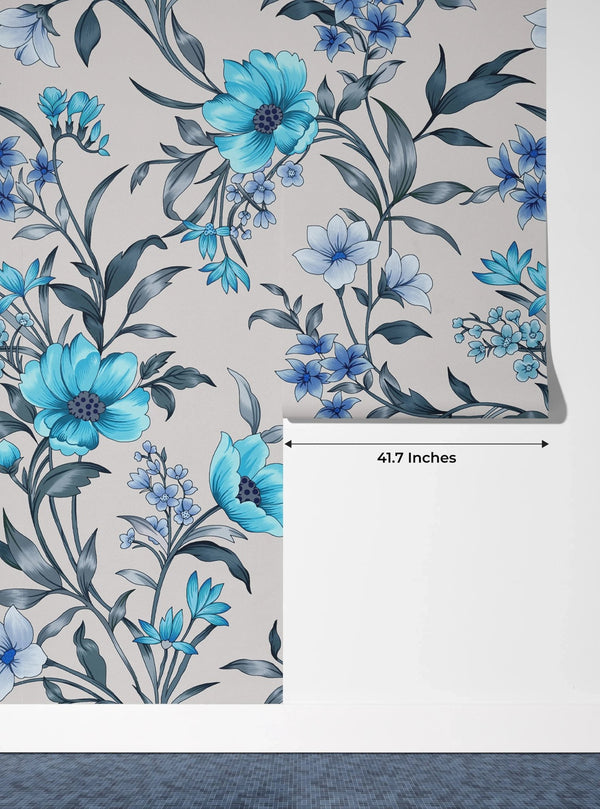 Blue Floral Wallpaper, Seamless Pattern Mural, Oversized Custom Size Wall Art, Non - Woven, Non - Adhesive, Modern Wall Paper, Removable - Adawall Wallpaper - Registered Trade Accounts Only, Wallpaper Wholesale Account - W78010 - Adawall Wholesale - Wallpaper Wholesaler