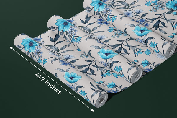 Blue Floral Wallpaper, Seamless Pattern Mural, Oversized Custom Size Wall Art, Non - Woven, Non - Adhesive, Modern Wall Paper, Removable - Adawall Wallpaper - Registered Trade Accounts Only, Wallpaper Wholesale Account - W78010 - Adawall Wholesale - Wallpaper Wholesaler