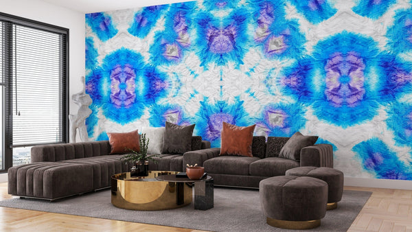 Blue Tie Dye Wallpaper, Geometric Shibori Mural, Oversized Custom Size Wall Art, Non - Woven, Non - Adhesive, Modern Wall Paper, Removable - Adawall Wallpaper - Registered Trade Accounts Only, Wallpaper Wholesale Account - W77575 - Adawall Wholesale - Wallpaper Wholesaler