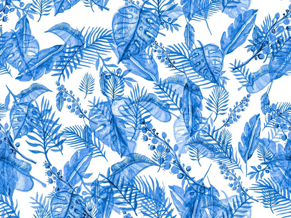 Blue Tropic Plants Wallpaper, Aquamarine Tropical Mural, Oversized Custom Size Wall Art, Non - Woven, Non - Adhesive, Modern Wall Paper, Removable - Adawall Wallpaper - Registered Trade Accounts Only, Wallpaper Wholesale Account - W77554 - Adawall Wholesale - Wallpaper Wholesaler