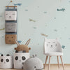 Blue Wallpaper with Planes, Sky, Stars and Clouds, Boys Bedroom Wall Paper, Nursery Wallpaper, 114 sq ft, Kids Room Wallpaper, Washable - Walloro High End Wallcoverings & More
