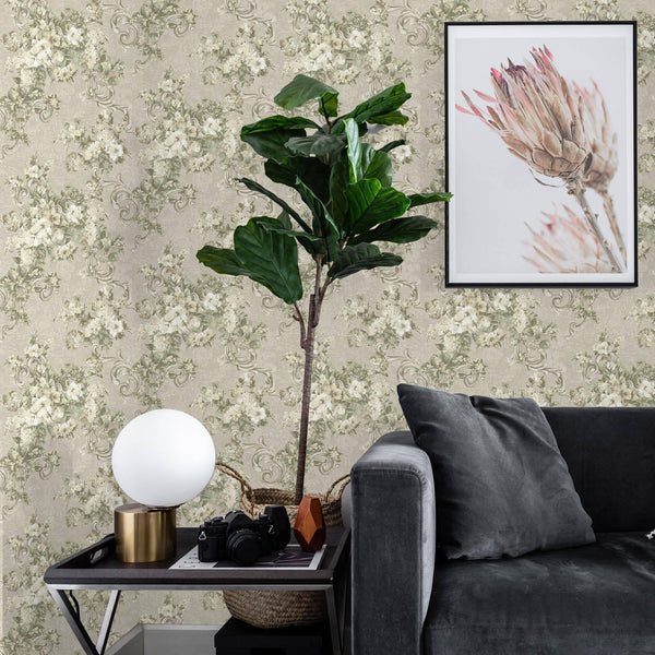 Botanical Flowered Embossed Wallpaper, Home Wall Decor, Aesthetic Wallpaper, Textured Wallcovering Non - Adhesive - 41.7”W X 393”H - Adawall Wallpaper - Registered Trade Accounts Only, Wallpaper Wholesale Account - 1008-3 - Adawall Wholesale - Wallpaper Wholesaler
