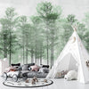 Trees Wallpaper, Foggy Forest Mural, Oversized Custom Size Wall Art, Non-Woven, Non-Adhesive, Modern Wall Paper, Removable