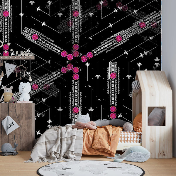 Digitally Design Wallpaper, Abstract Geometric Mural, Oversized Custom Size Wall Art, Non-Woven, Non-Adhesive, Modern Wall Paper, Removable