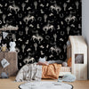 Western Themed Wallpaper, Black and White Seamless Pattern Mural, Oversized Custom Size Wall Art, Non-Woven, Non-Adhesive, Modern Wall Paper, Removable