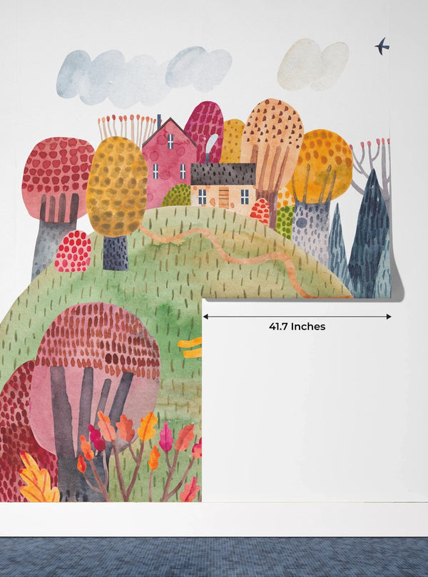 Bright Autumn Wallpaper, Village Mural, Oversized Custom Size Wall Art, Non - Woven, Non - Adhesive, Modern Wall Paper, Removable - Adawall Wallpaper - Registered Trade Accounts Only, Wallpaper Wholesale Account - W77944 - Adawall Wholesale - Wallpaper Wholesaler