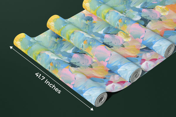Bright Colors Wallpaper, Acrylic Paint Strokes Mural, Oversized Custom Size Wall Art, Non - Woven, Non - Adhesive, Modern Wall Paper, Removable - Adawall Wallpaper - Registered Trade Accounts Only, Wallpaper Wholesale Account - W78223 - Adawall Wholesale - Wallpaper Wholesaler