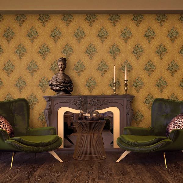 Brown Floral Embossed Wallpaper, Turquoise Flowers Home Wall Decor, Aesthetic Wallpaper, Textured Wallcovering Non - Adhesive and Non - Peel and Stick - Adawall Wallpaper - Registered Trade Accounts Only, Wallpaper Wholesale Account - 5802-5 - Adawall Wholesale - Wallpaper Wholesaler