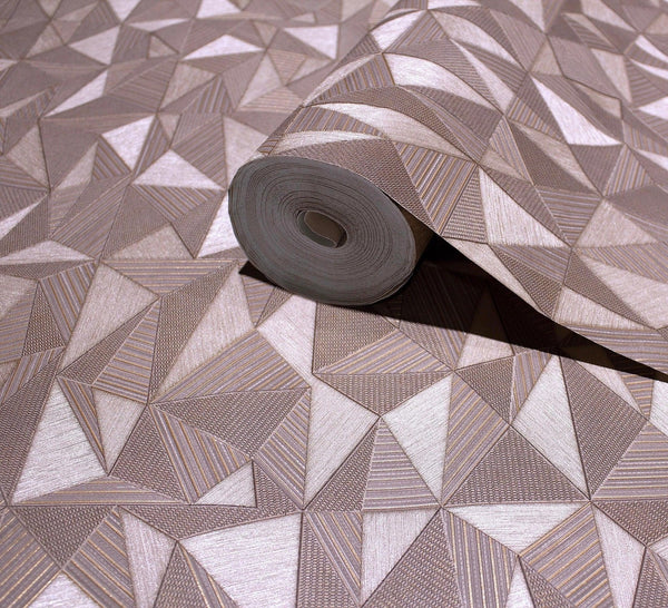 Brown Geometric Triangle Wallpaper, 3D Embossed Shiny Wallcovering, Abstract Pattern, Home Commercial Use - Adawall Wallpaper - Registered Trade Accounts Only, Wallpaper Wholesale Account - 23204-4 - Adawall Wholesale - Wallpaper Wholesaler