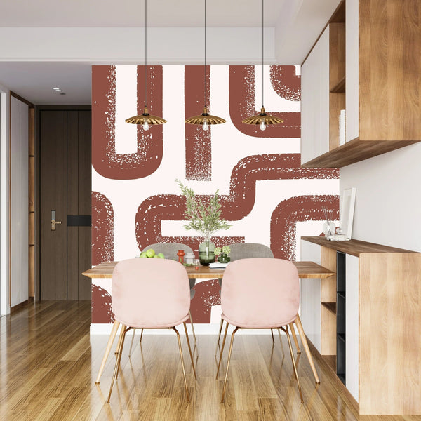 Brown Lines Wallpaper, Seamless Pattern Mural, Oversized Custom Size Wall Art, Non - Woven, Non - Adhesive, Modern Wall Paper, Removable - Adawall Wallpaper - Registered Trade Accounts Only, Wallpaper Wholesale Account - W77972 - Adawall Wholesale - Wallpaper Wholesaler