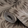 Brown Luxury Leaves Solid Color Shades Wallpaper, Deep Embossed Flocked Velvet Feeling Design - Walloro High End Wallcoverings & More