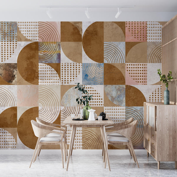 Brown Tones Wallpaper, Geometric Mural, Oversized Custom Size Wall Art, Non - Woven, Non - Adhesive, Modern Wall Paper, Removable - Adawall Wallpaper - Registered Trade Accounts Only, Wallpaper Wholesale Account - W77624 - Adawall Wholesale - Wallpaper Wholesaler