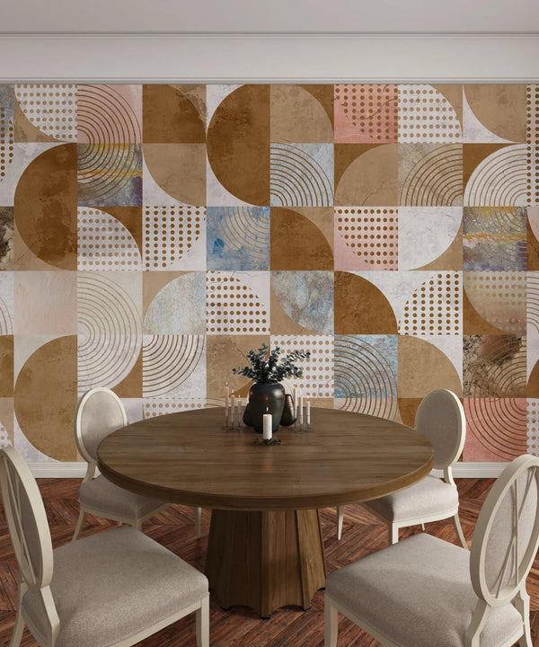 Brown Tones Wallpaper, Geometric Mural, Oversized Custom Size Wall Art, Non - Woven, Non - Adhesive, Modern Wall Paper, Removable - Adawall Wallpaper - Registered Trade Accounts Only, Wallpaper Wholesale Account - W77624 - Adawall Wholesale - Wallpaper Wholesaler