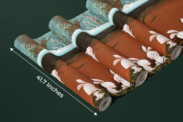 Bunnies and Bear Wallpaper, Sleeping in the Den Mural, Oversized Custom Size Wall Art, Non - Woven, Non - Adhesive, Modern Wall Paper, Removable - Adawall Wallpaper - Registered Trade Accounts Only, Wallpaper Wholesale Account - W78153 - Adawall Wholesale - Wallpaper Wholesaler