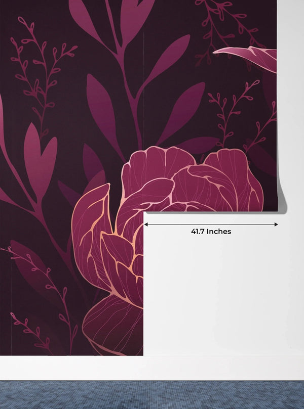 Burgundy Peonies Wallpaper, Luxury Mural, Oversized Custom Size Wall Art, Non - Woven, Non - Adhesive, Modern Wall Paper, Removable - Adawall Wallpaper - Registered Trade Accounts Only, Wallpaper Wholesale Account - W77931 - Adawall Wholesale - Wallpaper Wholesaler
