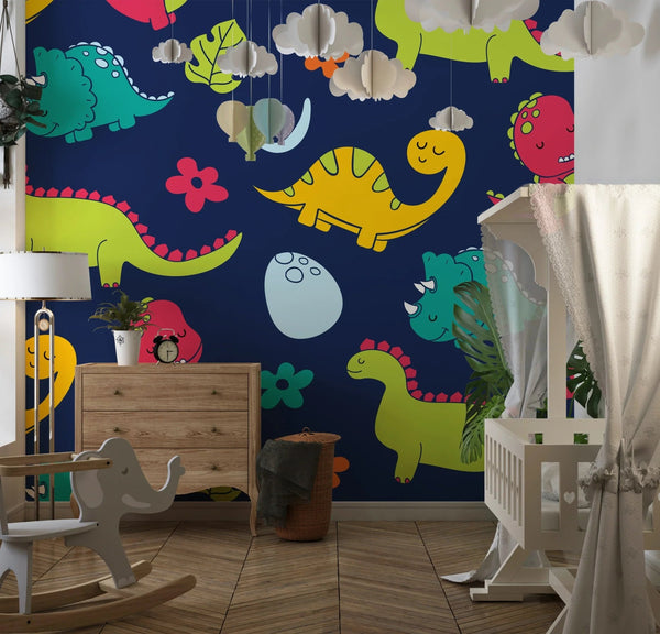 Cartoon Dinosaurs Wallpaper, Childish Seamless Pattern Mural, Oversized Custom Size Wall Art, Non - Woven, Non - Adhesive, Modern Wall Paper, Removable - Adawall Wallpaper - Registered Trade Accounts Only, Wallpaper Wholesale Account - W77538 - Adawall Wholesale - Wallpaper Wholesaler