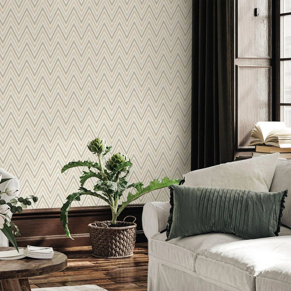 Chevron Wallpaper, Off White, Silver Geometric Deep Embossed Zigzag Pattern Geometric Wallcovering - Adawall Wallpaper - Registered Trade Accounts Only, Wallpaper Wholesale Account - 1509-3 - Adawall Wholesale - Wallpaper Wholesaler