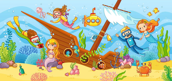 Children Swim Wallpaper, Mermaids Mural, Oversized Custom Size Wall Art, Non - Woven, Non - Adhesive, Modern Wall Paper, Removable - Adawall Wallpaper - Registered Trade Accounts Only, Wallpaper Wholesale Account - W78129 - Adawall Wholesale - Wallpaper Wholesaler