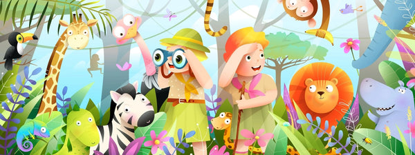 Children Wallpaper, Jungle Animals Mural, Oversized Custom Size Wall Art, Non - Woven, Non - Adhesive, Modern Wall Paper, Removable - Adawall Wallpaper - Registered Trade Accounts Only, Wallpaper Wholesale Account - W78115 - Adawall Wholesale - Wallpaper Wholesaler