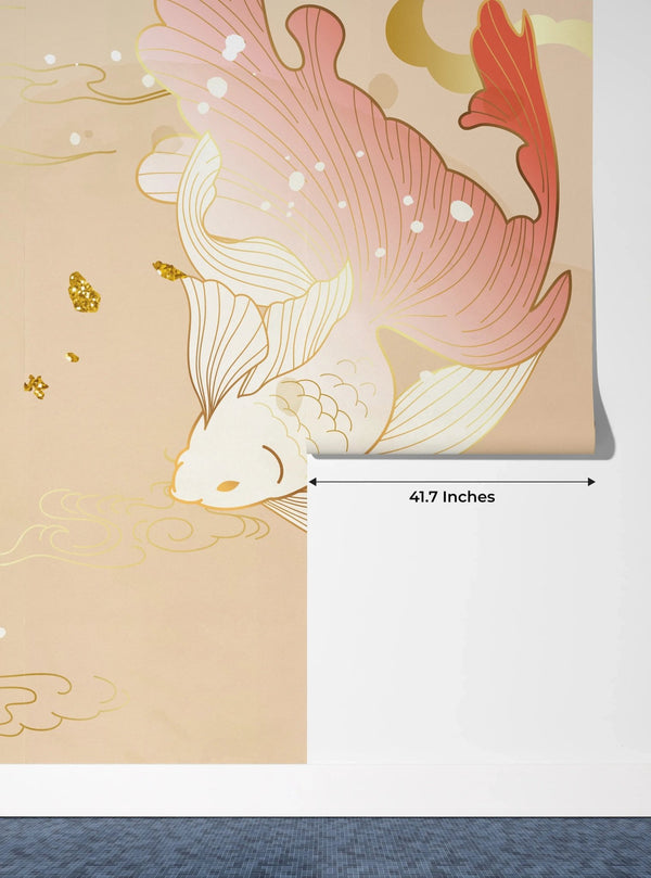 Chinese Goldfish Wallpaper, Luxury Gold Style Mural, Oversized Custom Size Wall Art, Non - Woven, Non - Adhesive, Modern Wall Paper, Removable - Adawall Wallpaper - Registered Trade Accounts Only, Wallpaper Wholesale Account - W77698 - Adawall Wholesale - Wallpaper Wholesaler