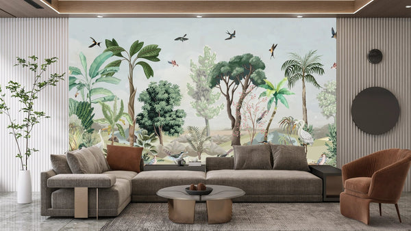 Chinoiserie Wallpaper, Birds, Jungle Mural, Oversized Custom Size Wall Art, Non - Woven, Non - Adhesive, Modern Wall Paper, Removable - Adawall Wallpaper - Registered Trade Accounts Only, Wallpaper Wholesale Account - W77670 - Adawall Wholesale - Wallpaper Wholesaler