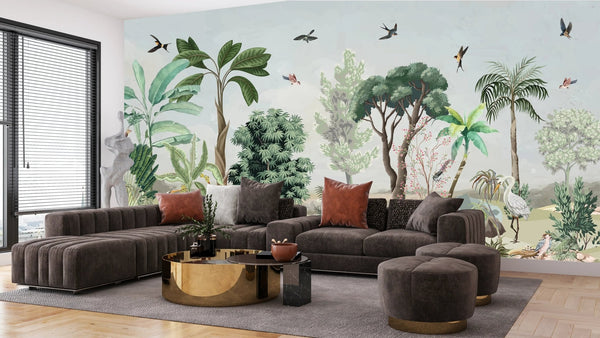 Chinoiserie Wallpaper, Birds, Jungle Mural, Oversized Custom Size Wall Art, Non - Woven, Non - Adhesive, Modern Wall Paper, Removable - Adawall Wallpaper - Registered Trade Accounts Only, Wallpaper Wholesale Account - W77670 - Adawall Wholesale - Wallpaper Wholesaler