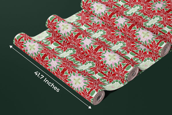 Christmas Poinsettia Retro Wallpaper, Seamless Pattern Mural, Oversized Custom Size Wall Art, Non - Woven, Non - Adhesive, Modern Wall Paper, Removable - Adawall Wallpaper - Registered Trade Accounts Only, Wallpaper Wholesale Account - W78032 - Adawall Wholesale - Wallpaper Wholesaler