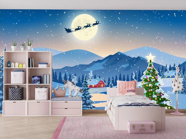 Christmas Wallpaper, Winter Landscape Mural, Oversized Custom Size Wall Art, Non - Woven, Non - Adhesive, Modern Wall Paper, Removable - Adawall Wallpaper - Registered Trade Accounts Only, Wallpaper Wholesale Account - W78121 - Adawall Wholesale - Wallpaper Wholesaler
