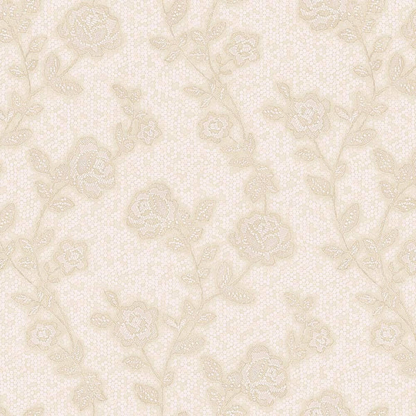 Circle Deep Embossed Vanilla Flowered Embossed Wallpaper, Home Wall Decor, Aesthetic Wallpaper, Textured Wallcovering Non-Adhesive - Walloro High End Wallcoverings & More