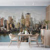 City and Bridge Wallpaper, Oil Painting Mural, Oversized Custom Size Wall Art, Non - Woven, Non - Adhesive, Modern Wall Paper, Removable - Adawall Wallpaper - Registered Trade Accounts Only, Wallpaper Wholesale Account - W77629 - Adawall Wholesale - Wallpaper Wholesaler