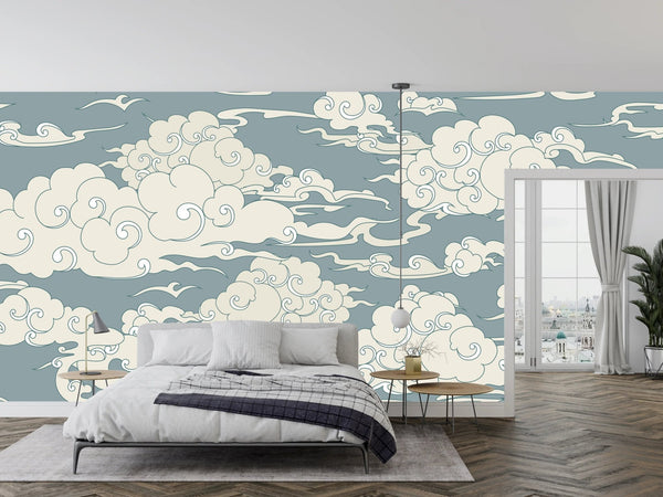Clouds, Gray Background Wallpaper, Seamless Pattern Mural, Oversized Custom Size Wall Art, Non - Woven, Non - Adhesive, Modern Wall Paper, Removable - Adawall Wallpaper - Registered Trade Accounts Only, Wallpaper Wholesale Account - W77695 - Adawall Wholesale - Wallpaper Wholesaler