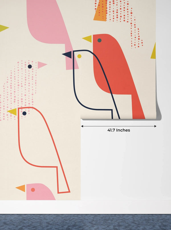 Colorful Birds Wallpaper, Seamless Pattern Mural, Oversized Custom Size Wall Art, Non - Woven, Non - Adhesive, Modern Wall Paper, Removable - Adawall Wallpaper - Registered Trade Accounts Only, Wallpaper Wholesale Account - W77976 - Adawall Wholesale - Wallpaper Wholesaler