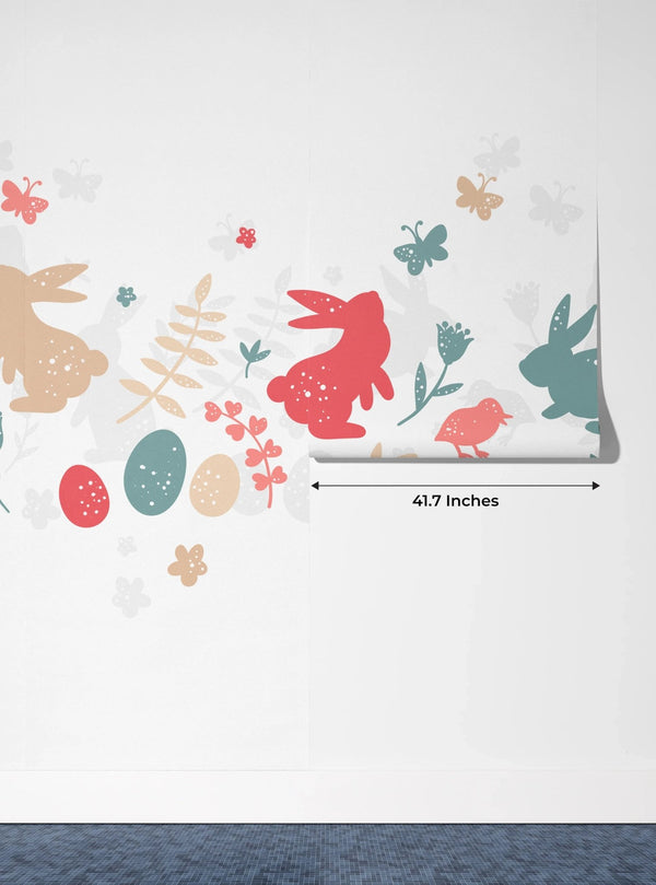 Colorful Bunnies Wallpaper, Seamless Pattern Mural, Oversized Custom Size Wall Art, Non - Woven, Non - Adhesive, Modern Wall Paper, Removable - Adawall Wallpaper - Registered Trade Accounts Only, Wallpaper Wholesale Account - W78019 - Adawall Wholesale - Wallpaper Wholesaler