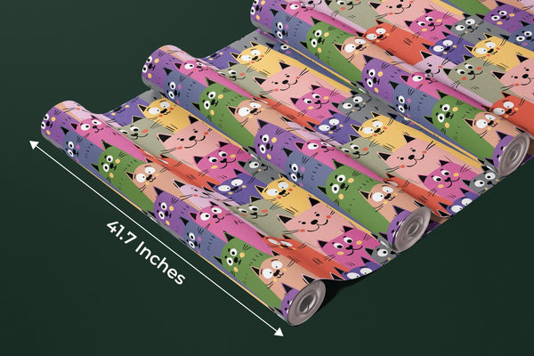 Colorful Cute Kitten Wallpaper, Seamless Pattern Mural, Oversized Custom Size Wall Art, Non - Woven, Non - Adhesive, Modern Wall Paper, Removable - Adawall Wallpaper - Registered Trade Accounts Only, Wallpaper Wholesale Account - W77558 - Adawall Wholesale - Wallpaper Wholesaler