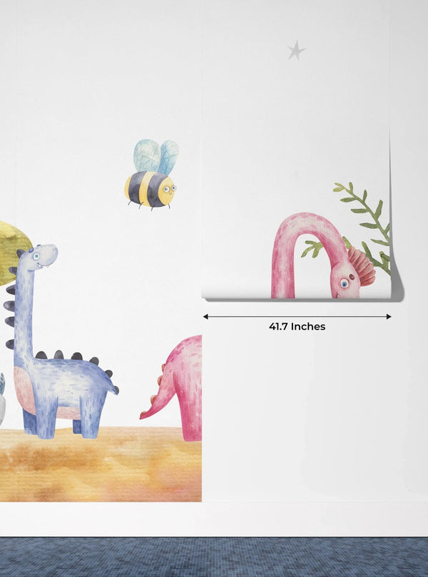 Colorful Dinosaurs, Trees Wallpaper, Seamless Pattern Mural, Oversized Custom Size Wall Art, Non - Woven, Non - Adhesive, Modern Wall Paper, Removable - Adawall Wallpaper - Registered Trade Accounts Only, Wallpaper Wholesale Account - W77953 - Adawall Wholesale - Wallpaper Wholesaler