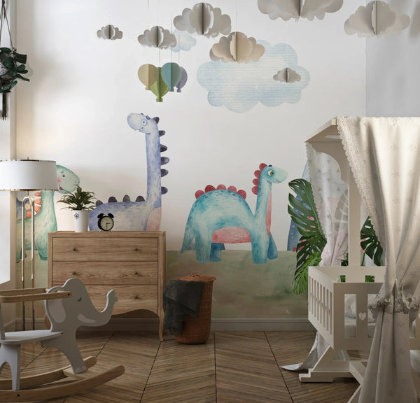 Colorful Dinosaurs Wallpaper, Seamless Pattern Mural, Oversized Custom Size Wall Art, Non - Woven, Non - Adhesive, Modern Wall Paper, Removable - Adawall Wallpaper - Registered Trade Accounts Only, Wallpaper Wholesale Account - W77952 - Adawall Wholesale - Wallpaper Wholesaler