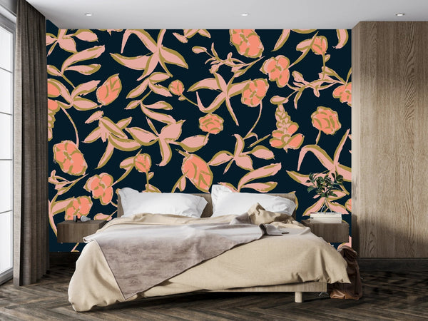 Colorful Floral Wallpaper, Seamless Pattern Mural, Oversized Custom Size Wall Art, Non - Woven, Non - Adhesive, Modern Wall Paper, Removable - Adawall Wallpaper - Registered Trade Accounts Only, Wallpaper Wholesale Account - W78004 - Adawall Wholesale - Wallpaper Wholesaler