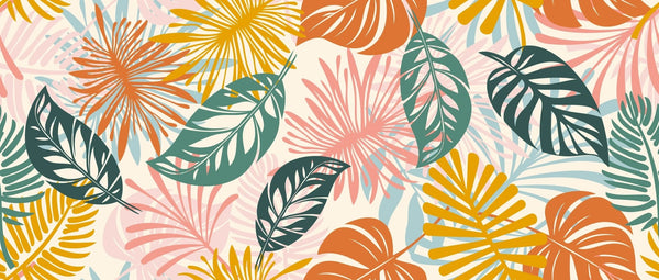 Colorful Tropical Leaves Wallpaper, Seamless Pattern Mural, Oversized Custom Size Wall Art, Non - Woven, Non - Adhesive, Modern Wall Paper, Removable - Adawall Wallpaper - Registered Trade Accounts Only, Wallpaper Wholesale Account - W77733 - Adawall Wholesale - Wallpaper Wholesaler