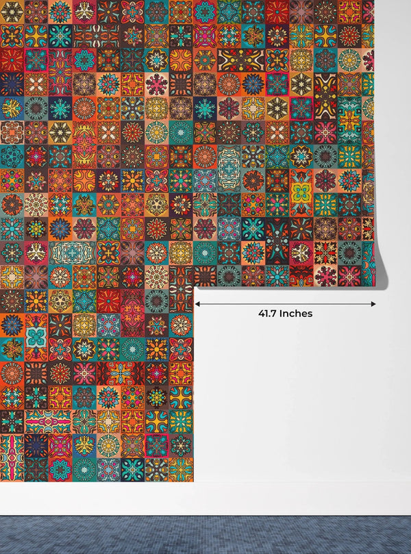 Colorful Vintage Floral and Mandala Elements Wallpaper, Seamless Pattern Mural, Oversized Custom Size Wall Art, Non - Woven, Non - Adhesive, Modern Wall Paper, Removable - Adawall Wallpaper - Registered Trade Accounts Only, Wallpaper Wholesale Account - W77887 - Adawall Wholesale - Wallpaper Wholesaler