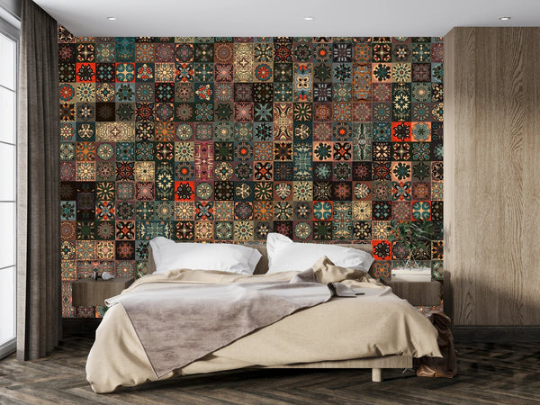 Colorful Vintage Mandala Wallpaper, Seamless Pattern Mural, Oversized Custom Size Wall Art, Non - Woven, Non - Adhesive, Modern Wall Paper, Removable - Adawall Wallpaper - Registered Trade Accounts Only, Wallpaper Wholesale Account - W77885 - Adawall Wholesale - Wallpaper Wholesaler