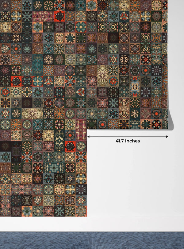 Colorful Vintage Mandala Wallpaper, Seamless Pattern Mural, Oversized Custom Size Wall Art, Non - Woven, Non - Adhesive, Modern Wall Paper, Removable - Adawall Wallpaper - Registered Trade Accounts Only, Wallpaper Wholesale Account - W77885 - Adawall Wholesale - Wallpaper Wholesaler