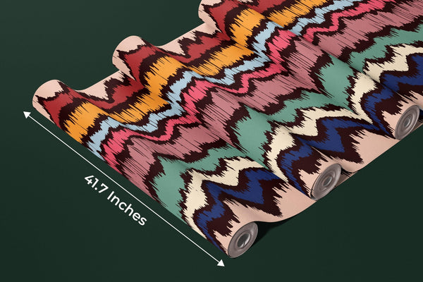 Colorful Wave Ikat Wallpaper, Seamless Pattern Mural, Oversized Custom Size Wall Art, Non - Woven, Non - Adhesive, Modern Wall Paper, Removable - Adawall Wallpaper - Registered Trade Accounts Only, Wallpaper Wholesale Account - W77683 - Adawall Wholesale - Wallpaper Wholesaler