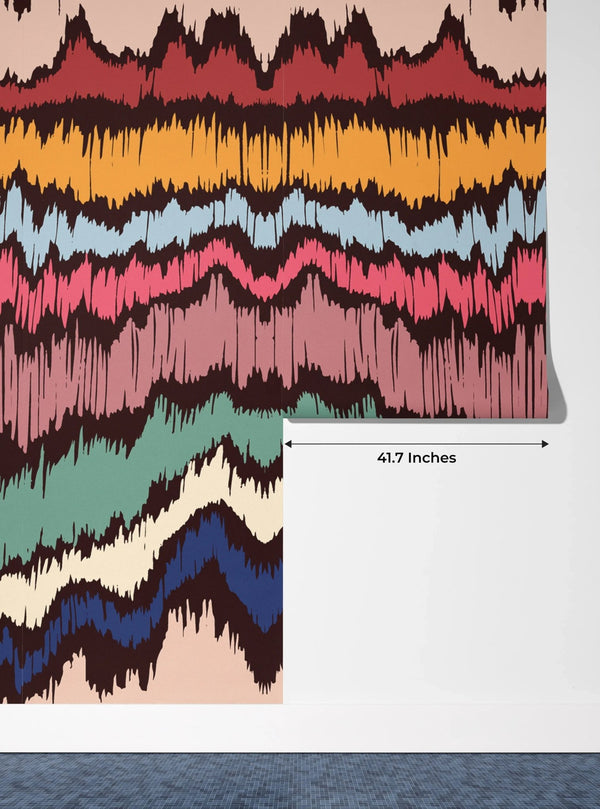 Colorful Wave Ikat Wallpaper, Seamless Pattern Mural, Oversized Custom Size Wall Art, Non - Woven, Non - Adhesive, Modern Wall Paper, Removable - Adawall Wallpaper - Registered Trade Accounts Only, Wallpaper Wholesale Account - W77683 - Adawall Wholesale - Wallpaper Wholesaler