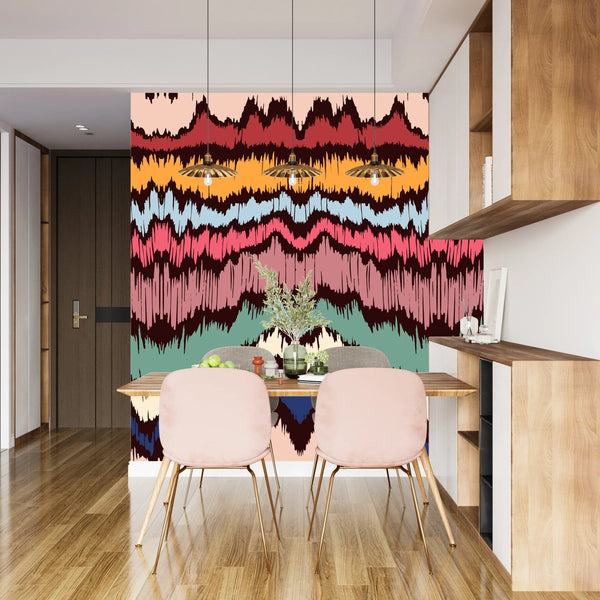 Colorful Wave Ikat Wallpaper, Seamless Pattern Mural, Oversized Custom Size Wall Art, Non - Woven, Non - Adhesive, Modern Wall Paper, Removable - Adawall Wallpaper - Registered Trade Accounts Only, Wallpaper Wholesale Account - W77683 - Adawall Wholesale - Wallpaper Wholesaler