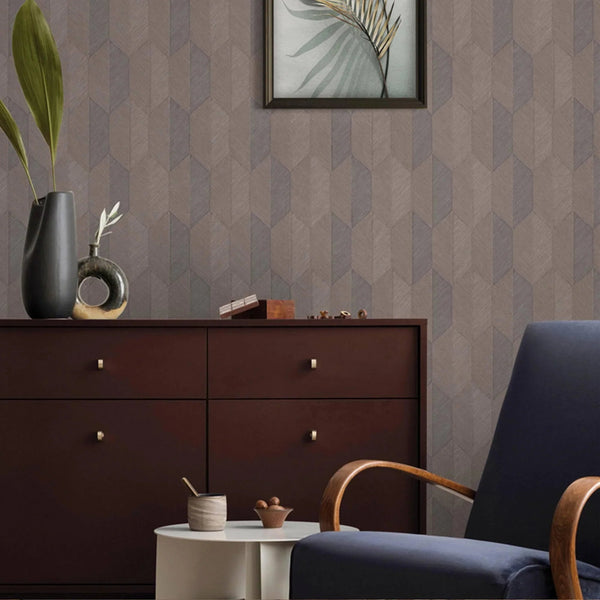 Contemporary 3D Embossed Geometric Wallpaper, Brown, Gray Modern Chevron Herringbone Shapes Wallcovering, Sturdy, Large 177 sq ft Roll - Adawall Wallpaper - Registered Trade Accounts Only, Wallpaper Wholesale Account - 1501-5 - Adawall Wholesale - Wallpaper Wholesaler