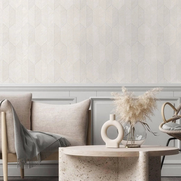 Contemporary 3D Embossed Geometric Wallpaper, Off White Modern Chevron Herringbone Shapes Wallcovering, Sturdy, Large 177 sq ft Roll - Adawall Wallpaper - Registered Trade Accounts Only, Wallpaper Wholesale Account - 1501-1 - Adawall Wholesale - Wallpaper Wholesaler